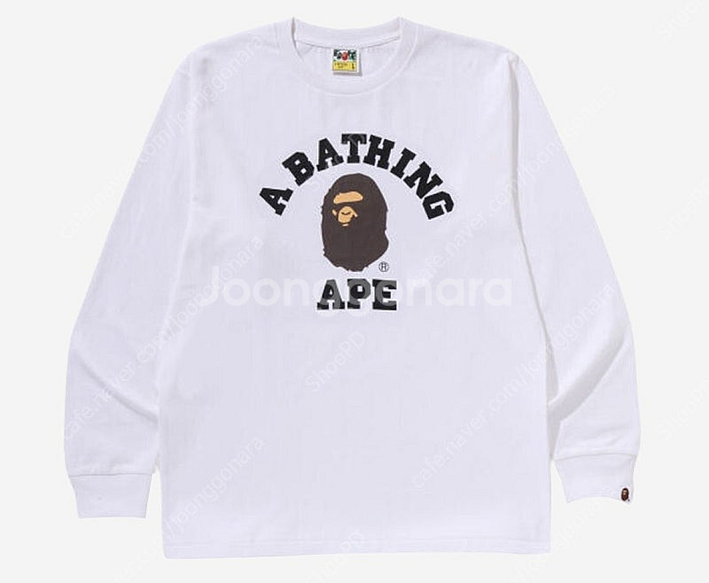 베이프 컬리지 롱슬리브 (화이트) 사이즈 L, XL 미...--0