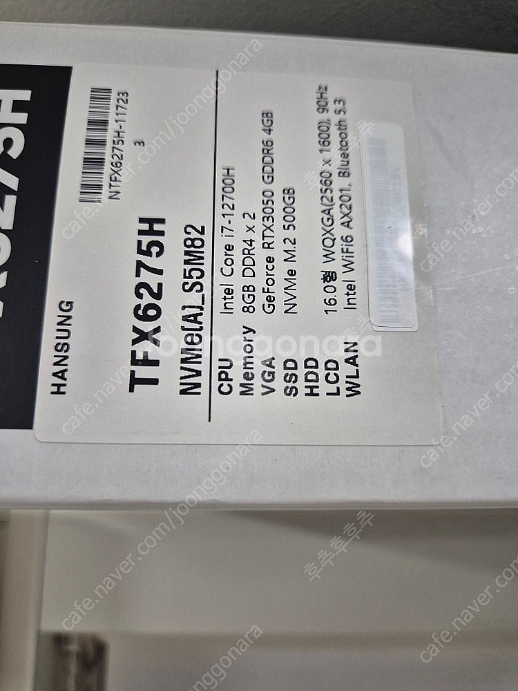 한성TFX6275H (i7 12700H, 32G, Rt...--1