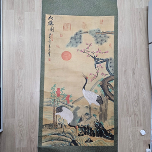 오래된동양화 송학도 그림족자 175x72cm