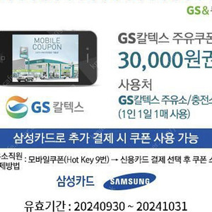 GS 칼텍스 모바일 주유권 30,000 삼성카드추가결제