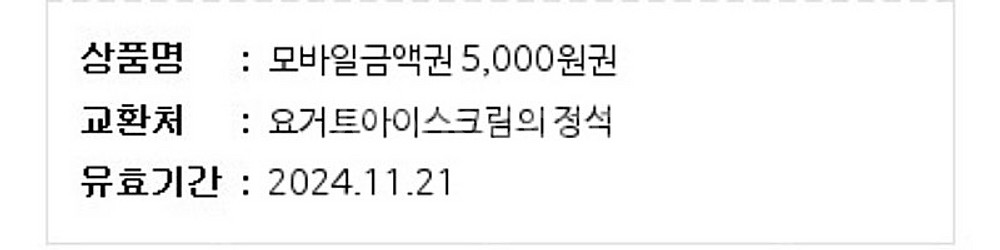 요거트아이스크림정석 요아정 5000원 금액권 > 370...--0