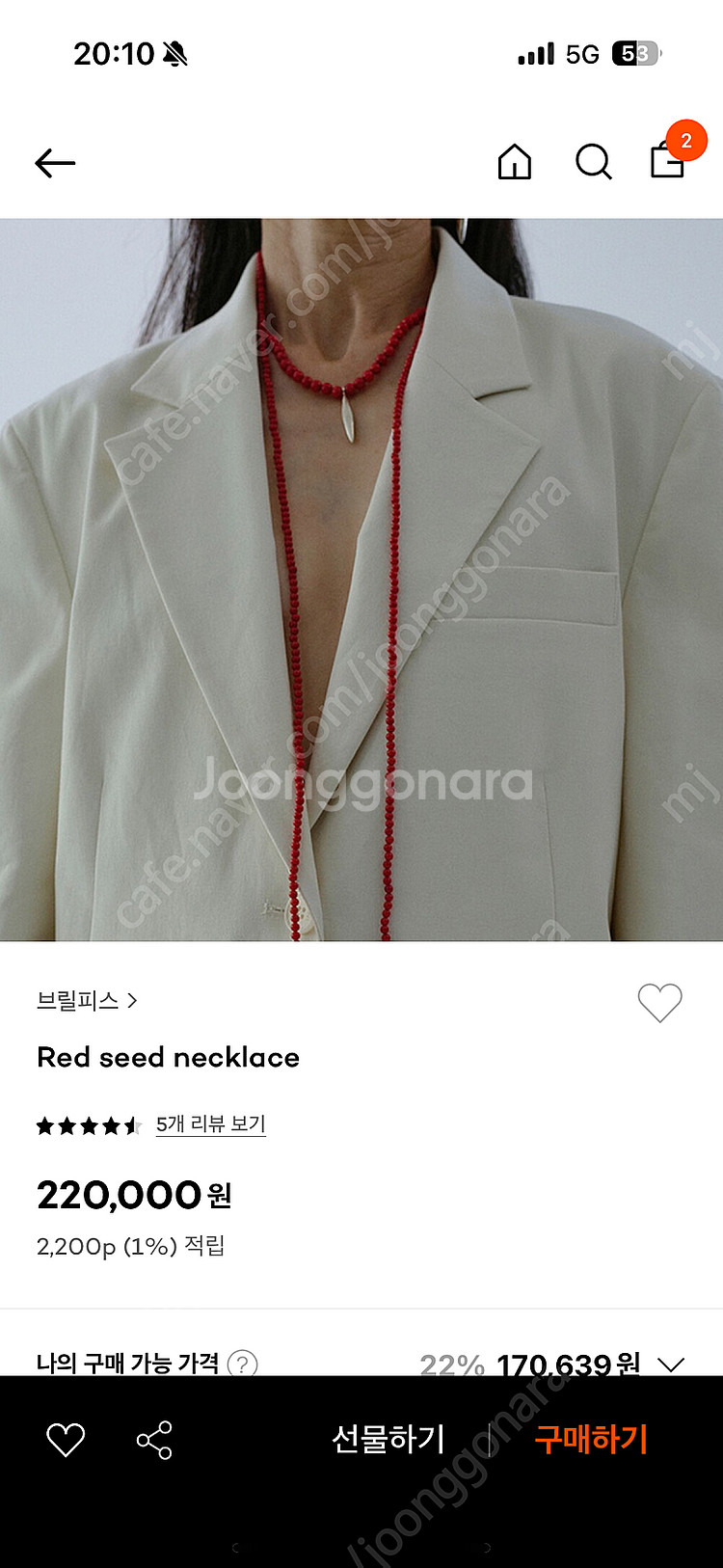 브릴피스 Brillpiece Red seed neckl...--1