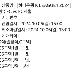 광주 vs 서울 원정석 2,4연석 정가양도