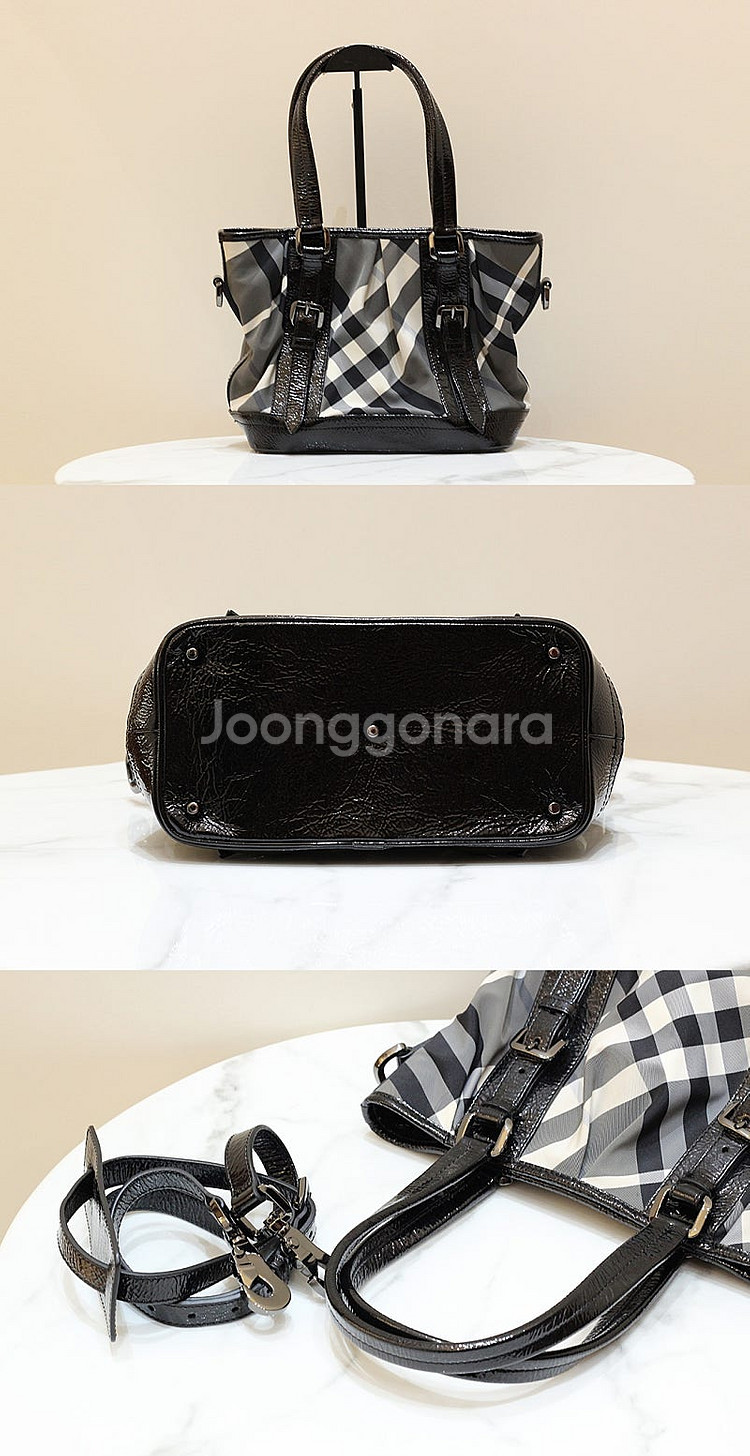 [중고명품다올] 버버리 하우스체크 페이던트 블랙 토트&...--2
