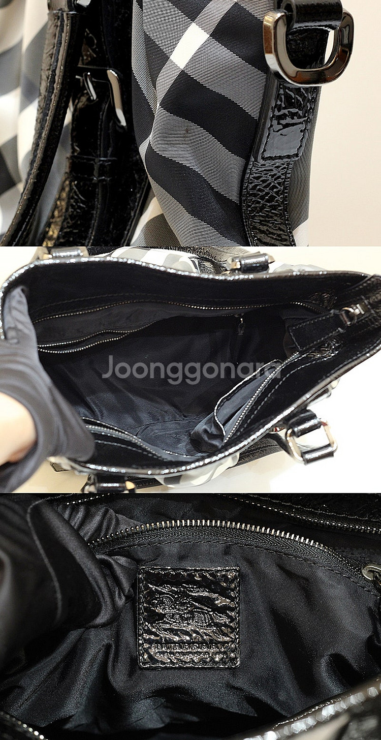 [중고명품다올] 버버리 하우스체크 페이던트 블랙 토트&...--3