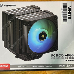 3RSYS Socoool RC1900 ARGB 솔더링 화이트 듀얼타워 공랭쿨러 판매합니다(택포 55000원)