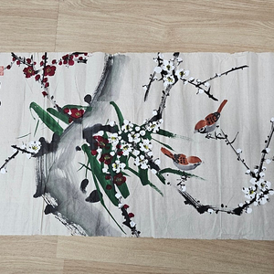 오래된동양화 매조도 낙질그림 65x35cm 인테리어소품 엔틱 빈티지