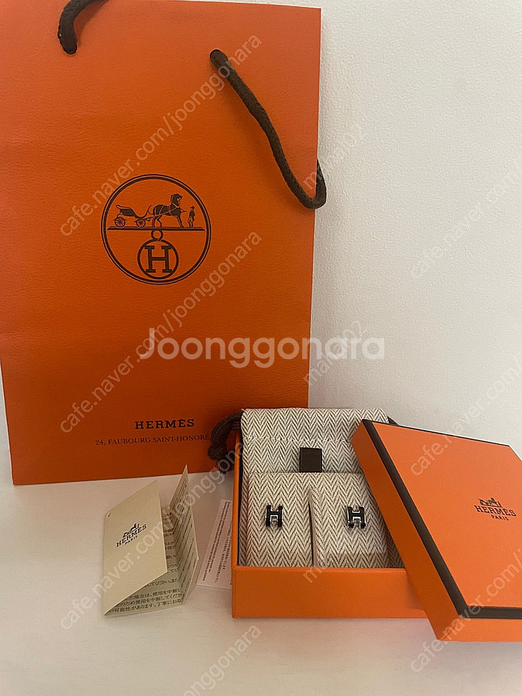 (W) 에르메스 미니 팝아슈 이어링 팔라듐 하드웨어 &...--1