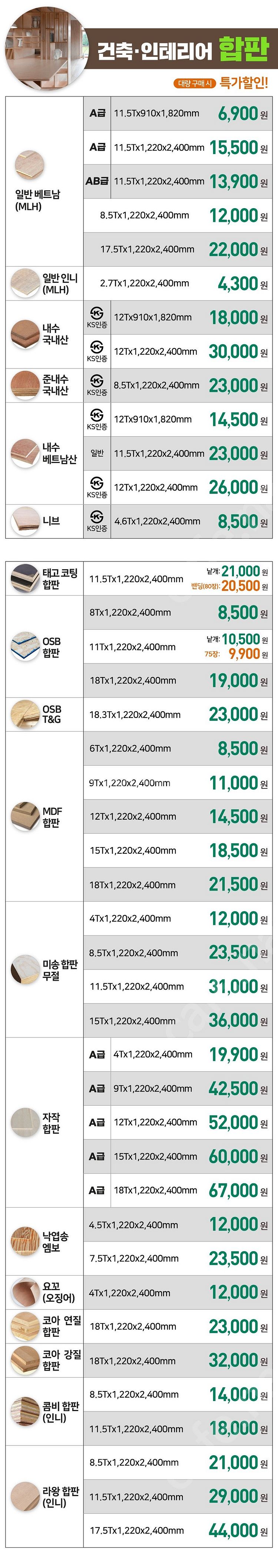 다루끼 합판 방부데크1장 3600원 아연각관 c형광 야...--8