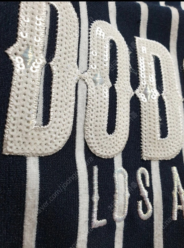 MLB 비즈장식 스트라이프 원피스--5