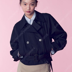 kuho plus(구호플러스) Belted Short Trench - Navy(s)