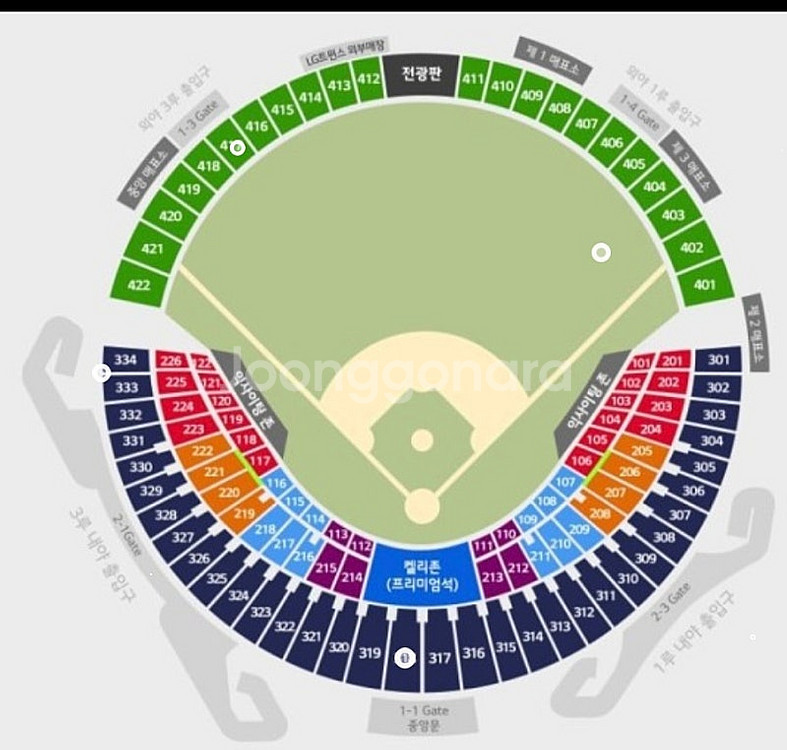 10/5 LG vs KT 3루 오렌지석 응원석 4자리 ...--0