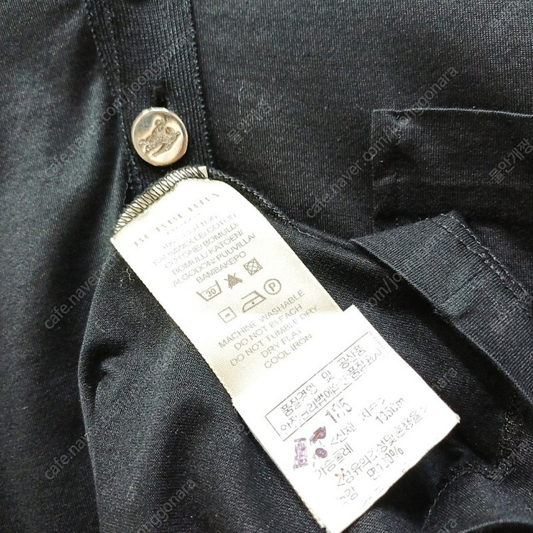 버버리 코리아정품 얇은 실켓 면 카라 긴팔 티 7부소매 남성 XL 블랙 이미지