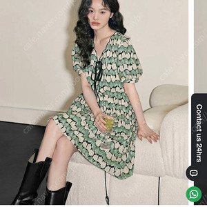 새상품 쿠오세 튤립 드레스 리본 퍼프 원피스