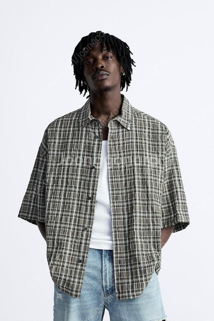 [M,L] ZARA 자라 피어싱 오버사이즈 체크 셔츠 ...--0
