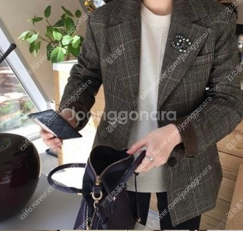 원서티 간절기 브라운 체크 자켓 울자켓 쇼핑몰 홀릭홀릭...--1