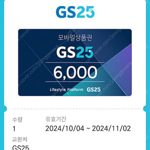 gs25모바일 6천원 상품권 팝니다