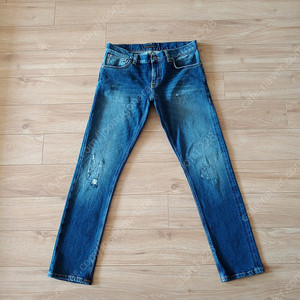 누디진. Long John Ian replica damage repair selvedge jean. 롱존 이안레플리카 데미지 리페어 셀비지진. 탭31(실 30사이즈).