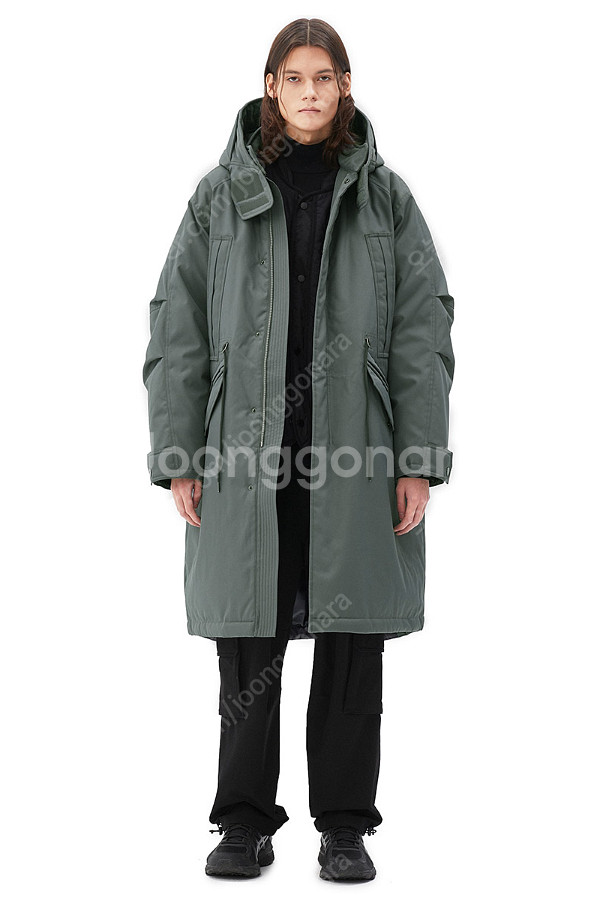 일꼬르소 오버핏 롱 구스다운 패딩 야상 자켓 100 카...--1