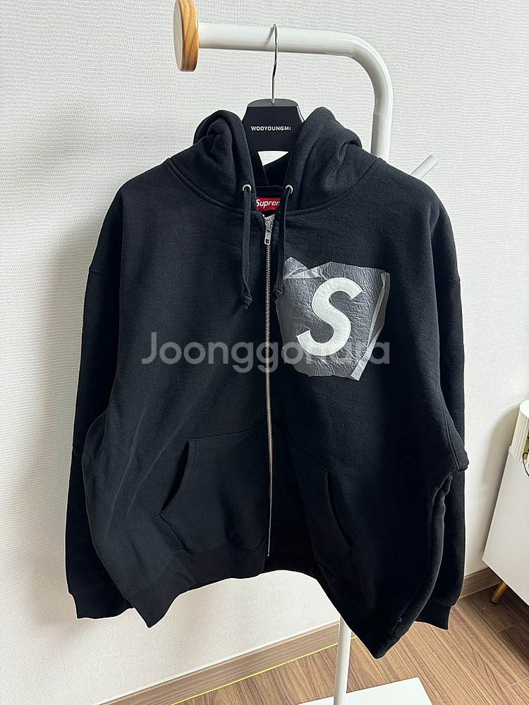 슈프림 S로고 후드집업 블랙 XL 새상품--1