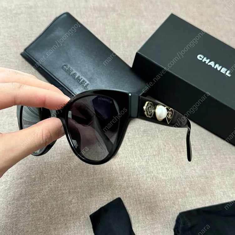 샤넬 하트 진주 선글라스 정품--2
