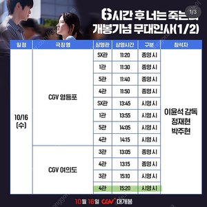 6시간 후 너는 죽는다 무대인사 A열 중블 단석 양도 (NCT재현 참석)