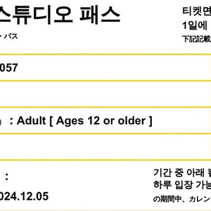 오사카 유니버셜 스튜디오 재팬 입장원 2매 (D시즌)