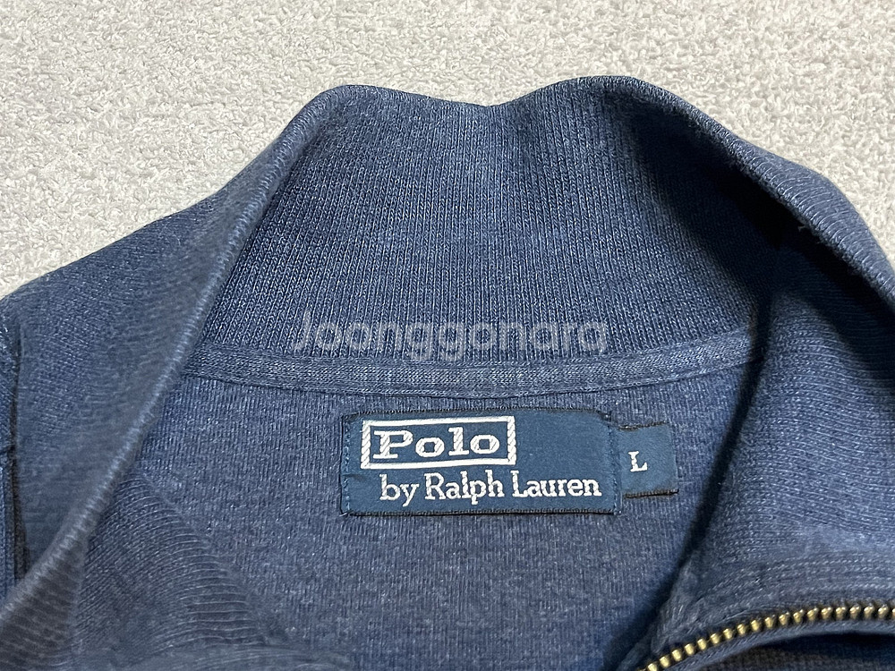L POLO 폴로 랄프로렌 네이비 블루 반집업 니트--3