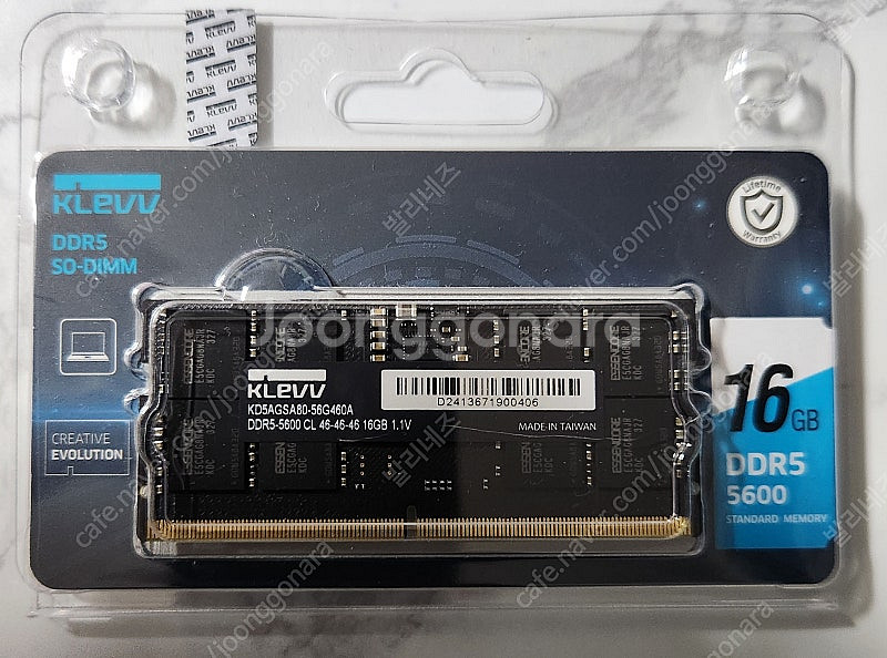 KLEVV 노트북 DDR5 5600 16gx1 미개봉 ...--0