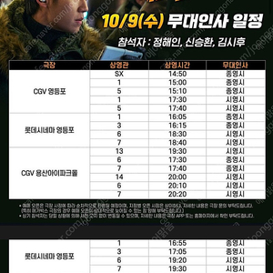 베테랑2 무대인사 10/9 롯데시네마 영등포 D열 F열 통로근처 판매