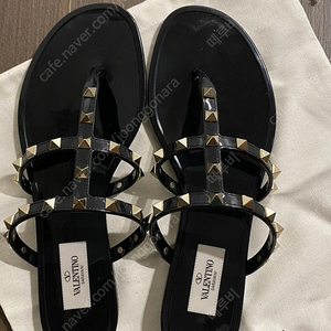 Valentino Rockstud Flat Rubber Sandal Black