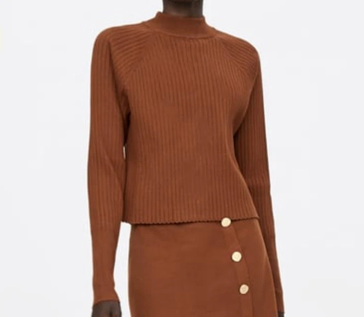 L) ZARA 자라 모크넥 크롭니트 니트 스웨터 미니멀리즘 시스템 산드로 이미지