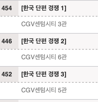 부산국제영화제 10/9~ 10/10 한국단편경쟁 티켓 ...--0