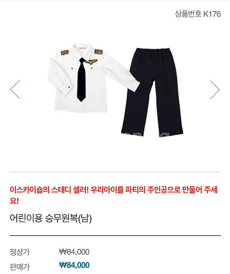 할로윈 코스튬 대한항공 남아 승무원복(xxl사이즈)--2