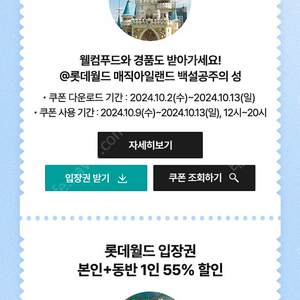 롯데월드입장권 본인+동반 55%할인(팝업입장권 포함)