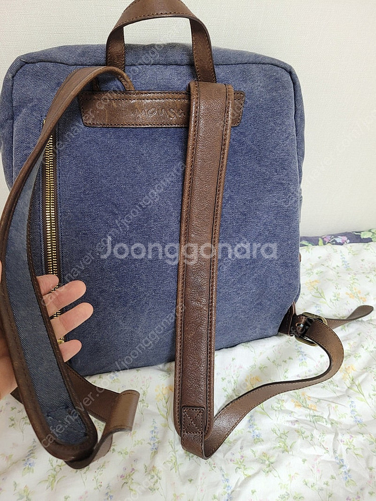몽삭 백팩(네이비) 데님 이태리고급천연가죽--1