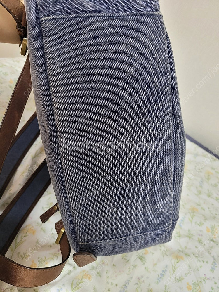 몽삭 백팩(네이비) 데님 이태리고급천연가죽--3