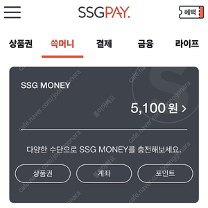 ssg페이머니 5,100원 선물식 팝니다