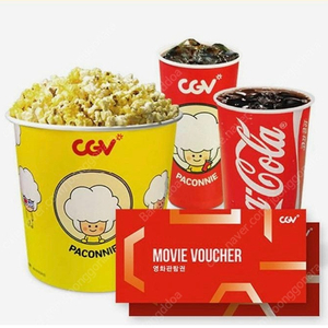 CGV 2인영화관람권+팝콘L+콜라M2개 세트 팝니다