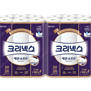 크리넥스 3겹 데코소프트 화장지 28m × 24롤 X 2 팩