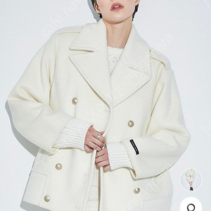 cordinary Gold button double-breasted pea coat - ivory 새상품