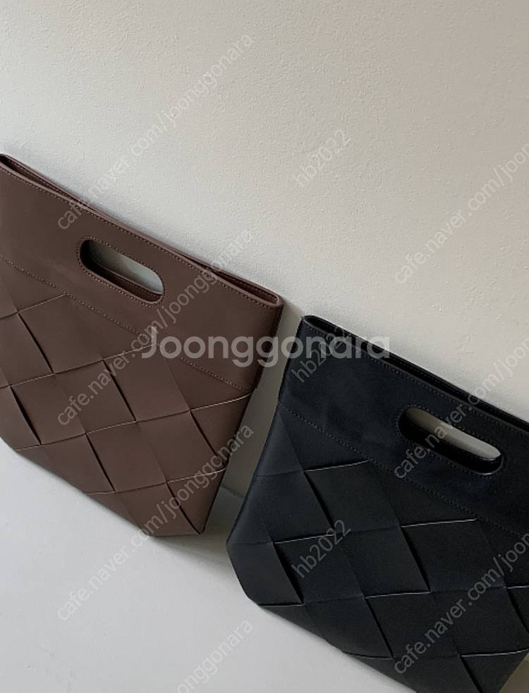 (편의점 반값택포) 브라운 레더 플랫 토트백--2