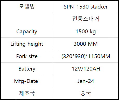 중고] 반자동 스태커 포크 리프트 SPN-1530 판매...--1