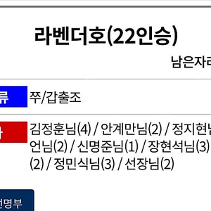 12일 오천항 라벤더호 2자리양도