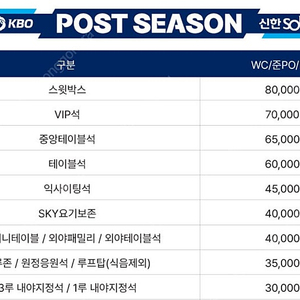 PO 1차전10.13(일) 14:00 삼성 vs LG 테이블석,응원석