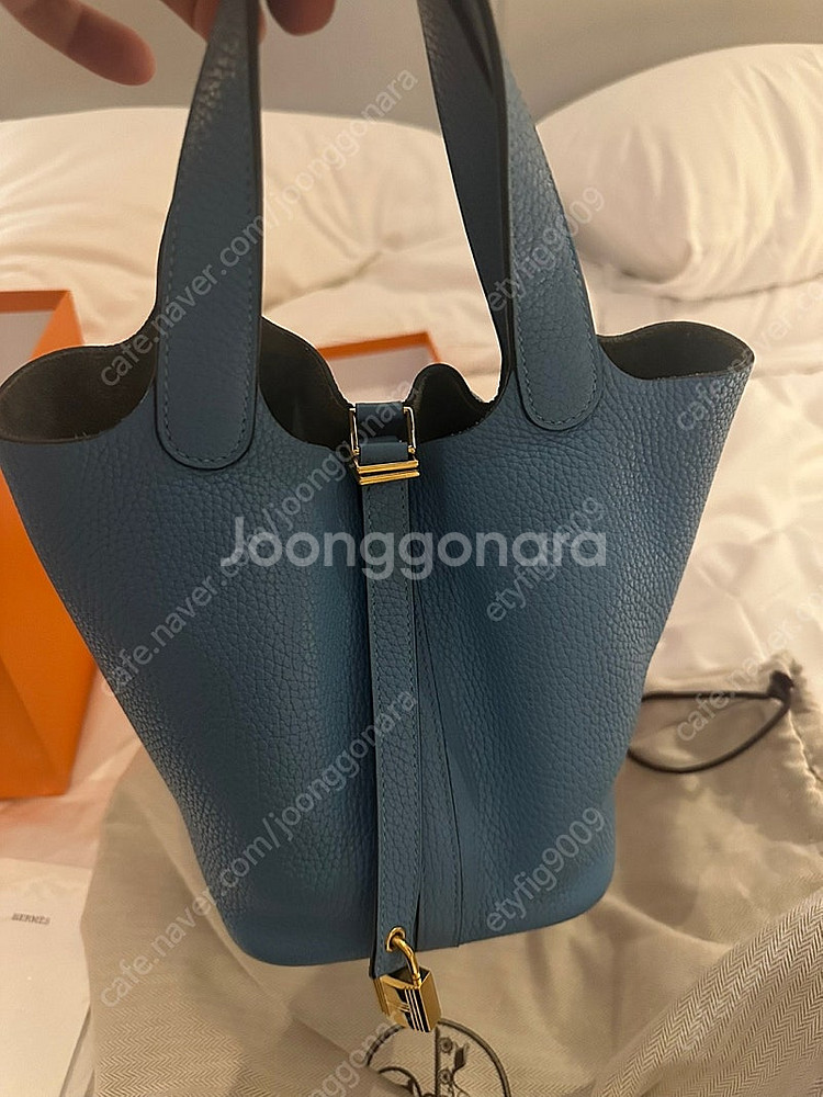 에르메스 피코탄 18 블루드노드 금장 인보이스 포함 풀...--3
