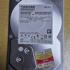 도시바 Toshiba 3TB DT01ACA300 SATA3/7200/64MB HDD 하드디스크 (3개)