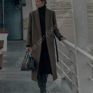 낫띵리튼 정유미코트 Belted wool-blend coat (Dark brown)