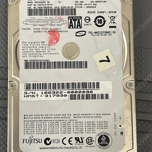 후지츠용 HDD 노트북 MHZ2250BH 250GB 2.5 인치 16MB SATA 5400RPM