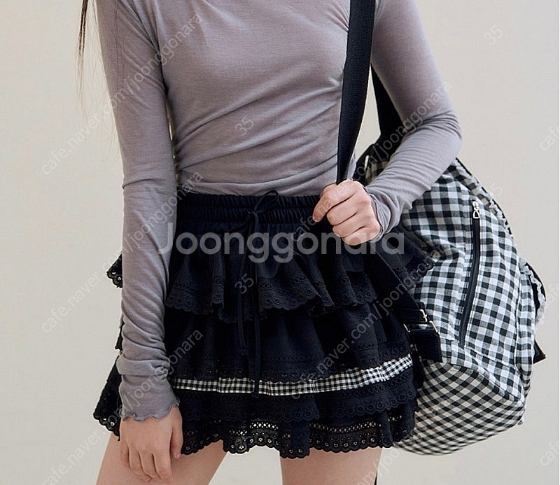 플레따 캉캉 레이스 미니스커트 블랙--0